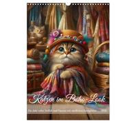 Katzen im Boho-Look - Ein Jahr voller Vielfalt und Charme mit niedlichen Samtpfoten (Wandkalender 2026 DIN A3 hoch), CALVENDO Monatskalender: ... zaubern einen ein Lächeln ins Gesicht