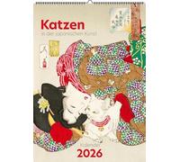 Katzen in der japanischen Kunst. Wandkalender 2026: Zeichnungen und Farbholzschnitte von Utagawa Hiroshige u. a.