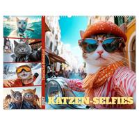 KATZEN-SELFIES Tierische Reiselust (Wandkalender 2027 DIN A2 quer), CALVENDO Monatskalender: Fellknäuel erkunden die Welt
