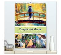 Katzen und Kunst - Samtige Herrscher der impressionistischen Gärten (hochwertiger Premium Wandkalender 2026 DIN A2 hoch), Kunstdruck in Hochglanz: ... in malerischen Gärten des Impressionismus