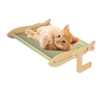Katzenfensterliege - Robuste Hängematte Aus Massivholz, Baumwoll-Leinen | Verstellbarer Fensterclip,sicheren Halt Am Fensterbrett | Ideal Für Sonnenbaden, Spielen Entspannen In Wohnung,Balkon, 45x3
