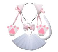 Katzenohren und Schwanz Set Kinder | 3D-Tierkostüm mit Katzenohren-Aus Plüsch Material Schwanz, Tutu, 3D-Tierkostüm für Bühnenauftritte, Cosplay-Party, Kinder, Ostern, Cosplay, Geburtstag