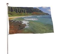 Kauai Drapeau hawaïen de bord de mer 152,4 x 243,8 cm pour extérieur, double face, drapeaux de bienvenue, bannière décorative pour cour, porche, pelouse