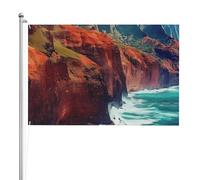 Kauai Hawaii Seashore Drapeau extérieur double face xft, polyester durable résistant aux intempéries avec couleurs vives pour jardin, cour, terrasse ou maison