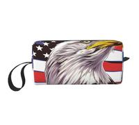 Kauai Trousse de toilette de voyage avec poignée et fermeture éclair Motif imprimé bord de mer hawaïen, Aigle avec drapeau des États-Unis, Taille unique, Trousse de maquillage