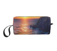 Kauai Trousse de toilette de voyage avec poignée et fermeture éclair Motif imprimé bord de mer hawaïen, Irlande Coucher de soleil Paysage marin, Taille unique, Trousse de maquillage