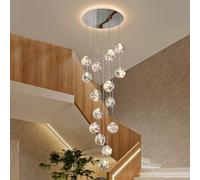 KAUCQI 250CM Lustre Lampe Boule de Verre 15 LED, Pendentif Lumière LED d'escalier, 75W Suspensions Long étoilé Pendant Light, Plafonniers Modernes pour Villas, Escaliers et Salons