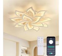 KAUCQI Creative Dimmable Plafonnier LED, Moderne Petal Lampe De Plafond LED, 84W 8400LM, Dimmable 3000K - 6000K, Panneau Acrylique Lumières de Plafond for Living Room, Hall d'entrée, Chambre, Φ100