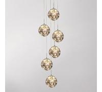 KAUCQI LED Globe Suspension Verre Lustre Lampe Suspension Salon 6 Boule Pendentif Lumière LED 3500K, Longueur ajustable Lumières Suspendues Modernes pour Salon, Bureau, îlot de Cuisine