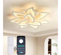 KAUCQI Lustre Salon Plafonnier LED, Moderne Petal Lampe De Plafond LED, Φ85CM 60W, Dimmable 3000K - 6000K, Panneau Acrylique Lumières de Plafond for Living Room, Hall d'entrée, Chambre