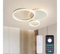KAUCQI Plafonnier LED Lampe de Plafond LED, 65 * 50 * 8cm 54W, Plafonnier Salon Lustre Télécommande Dimmable 3000K-6000K, Moderne Lumières de Plafond pour Salon, Chambre, Hall 3 Anneaux éclairage