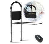 Kaucytue Rails de lit de sécurité pour personnes âgées avec sac de rangement et support pour les jambes, rail d'assistance réglable en hauteur