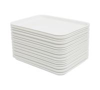 KAUITOPU Lot de 24 plateaux, plateaux de service Empilables pour fast-food pour restaurants rapides, cantines, cuisines, hôtels, restaurants, cafés 36 * 27 * 2 cm (Blanc)