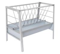 KAUITOPU Mangeoire pour chèvre, avec râtelier à foin et 2 mangeoires, 200 l, 2 en 1, en acier galvanisé, râtelier robuste pour moutons, alpagas, chevaux