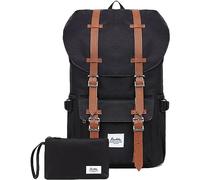 Kaukko Sac à Dos, Sac Scolaire Tendance, avec Compartiment pour Ordinateur Portable, Noir