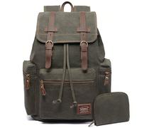 KAUKKO Sac à dos vintage décontracté en toile Qu'en est-il du matériau ? --- La toile de 453,6 g est respectueuse de l'environnement et utile. avec une DOUBLURE EN NYLON de haute qualité rend ce sac à