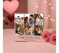 kaululu Acrylique Cadre Photo Personnalisée Décorations Gravées 1-6 Photo & Texte Cadeau pour Couple Petit Ami Femme Cadeau Personnalisé Cadeau Anniversaire Saint Valentin pour Elle Lui (6 Photo)
