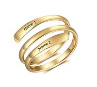 Kaululu Bagues Personnalisées pour Femme - Bagues Prenom, de Promesse et de Mariage en Acier Inoxydable - Bijoux Femme pour Cadeaux de Noël et Saint-Valentin (B-Or)