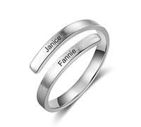 Kaululu Bagues Personnalisées pour Femme - Bagues Prenom & Mariage en Acier Inoxydable - Bijoux Femme pour Cadeaux de Noël et Saint-Valentin (Argent)