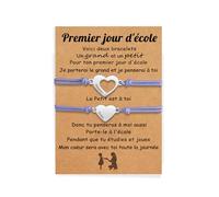 Kaululu Bracelet Mère Fille Personnalisé avec Gravure de Nom - Rentrée Scolaire pour Garçons et Filles - Cadeaux Enfant Maman (Violet)
