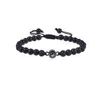 Kaululu Bracelet Photo Personnalisé avec Projection et Pierre Turquoise Blanche - Ajustable pour Homme - Cadeau Anniversaire, Fête des Pères, Idée pour Papa