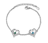 kaululu Bracelet Prenom Personnalisé Femme avec Gravure Bracelet Cœur Infinity de Prénom Famille pour Femme Maman Cadeau Personnalisé Cadeau Fete des Meres Bijoux Femme (2 nom)