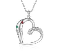 kaululu Collier Personnalisé pour Femme avec Gravure de Noms Enfants Pendentif en Cœur Collier Familial avec Pierre de Naissance pour Maman Cadeaux de Fête des mères Bijoux Personnalisés Femme