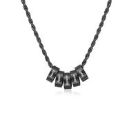kaululu Collier Personnalisé pour Homme avec Gravure du Nom Collier en Acier Inoxydable avec Perles pour Famille, Papa Cadeau Anniversaire, Noël, Fête des Pères (Noir-5)