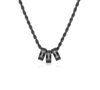 kaululu Collier Personnalisé pour Homme avec Gravure du Nom Collier en Acier Inoxydable avec Perles pour Famille, Papa Cadeau Anniversaire, Noël, Fête des Pères (Noir-3)