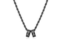 kaululu Collier Personnalisé pour Homme avec Gravure du Nom Collier en Acier Inoxydable avec Perles pour Famille, Papa Cadeau Anniversaire, Noël, Fête des Pères (Noir-2)