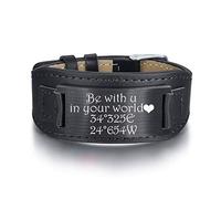 kaululu Homme Femme Personnalisé Bracelets Cuir avec Prenoms Bracelets pour Couples Cadeaux Personnalisés pour Hommes Père pour Anniversaire (#4)…