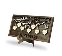 Kaululu Personnalisé 7 Prenoms Plaque Arbre de la vie Généalogique en Bois décor Bureau Signe Décoration de Bureau Cadeau pour la Famille Maman noël fête des mères