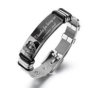 kaululu Personnalisé Homme Bracelets avec Photo Prenoms Noms Gravure Acier inoxydable Personnalisable Cadeaux pour Fête des Pères/Saint Valentin/Anniversaire/Noël (Noir-1)