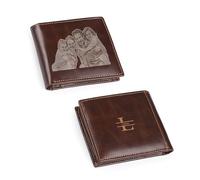 kaululu Portefeuilles et Porte-Cartes Personnalisé Homme Noms Prénom Gravé Brun Cuir Pince à Billet Petit Cadeaux Homme Cadeau pour Père et Fils/Frère/Meilleur ami (Cuir Véritable)