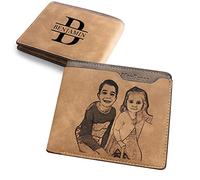 kaululu Portefeuilles et Porte-Cartes Personnalisé Homme Noms Prénom Gravé Marron Cuir Pince à Billet Petit Cadeaux Homme Cadeau pour Père et Fils/Frère/Meilleur ami