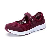 Kauson Nouveau Femme Mailles Baskets Ballerines Loafers Chaussures Mailles Baskets Mode Respirantes de Plein Air Fond Plat Fitness Sport Chaussures Gris Clair