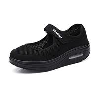 Kauson Nouveau Femme Mailles Baskets Ballerines Loafers Chaussures Mailles Baskets Mode Respirantes de Plein Air Fitness Sport Chaussures Noir Gris Rouge 35-42