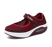 Kauson Nouveau Femme Mailles Baskets Ballerines Loafers Chaussures Mailles Baskets Mode Respirantes de Plein Air Fitness Sport Chaussures Noir Gris Rouge 35-42