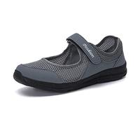 Kauson Nouveau Femme Mailles Baskets Ballerines Loafers Chaussures Mailles Baskets Mode Respirantes de Plein Air Fond Plat Fitness Sport Chaussures Gris Clair