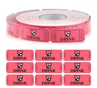 KAUSRE 1 Rouleau De 1000 Étiquettes De Valeur Pour Boissons Rouges, Ticket Tombola, Ticket Gagnant Pour Événements, Bon Pour Boissons Libres, Jetons Buvette De Valeur Pour Fêtes Et Événements