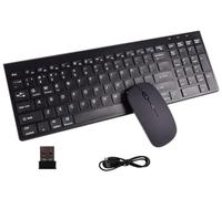 KautFair Clavier Souris sans Fil, 2.4G Bluetooth QWERTY Layout Rechargeable Mince Silencieux Compact Pleine Taille Clavier et Souris avec Pavé Numérique & 3 DPI Réglables, pour Mac, PCs, Laptop(Noir)