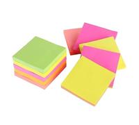 KAV Bloc de 450 feuilles de notes adhésives en forme de cube - 7,6 x 7,6 cm - Assortiment de couleurs rose, jaune, orange et vert - Etiquettes Autocollantes pour organisation et rappels