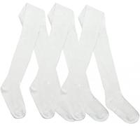 KAV Collants pour filles - Lot de 1 collant simple et lisse en coton pour enfants - Collants doux pour la peau pour un usage quotidien, décontracté, intérieur et extérieur, Blanc. Lot de 3, 11-12