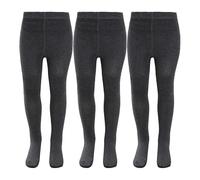 KAV Collants pour filles - Lot de 1 collant simple et lisse en coton pour enfants - Collants doux pour la peau pour un usage quotidien, décontracté, intérieur et extérieur, Gris Lot de 3, 7 ans