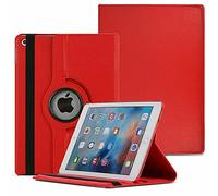 KAV Étui à Rabat en Cuir pour Apple iPad 9ème Génération 10.2" 2021 - Rotatif à 360°, Léger, Fin et Auto Wake ou Sleep Design iPad Stand (Noir) (Red)