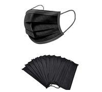 KAV® Lot de 100 masques jetables à 3 plis, haute filtration, convient aux peaux sensibles, perméable à l’air (Noir)