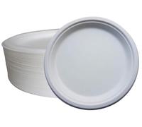 KAV Lot de 200 assiettes en bagasse biodégradables de 25,4 cm - Jetables en fibre de canne à sucre super rigide, respectueuses de l'environnement et compostables, idéales pour les fêtes, barbecues,