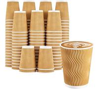 KAV Lot de 200 gobelets jetables en papier kraft triple couche isolé pour thé, café, cappuccino, boissons, boissons chaudes et froides 237 ml