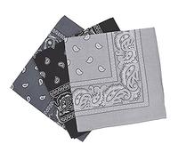 KAV Lot de 3 bandanas de 55 x 55 cm - Unisexe - Imprimé fantaisie - Pour sports de plein air, randonnée, cyclisme, Noir, vert foncé, vert clair, 57 x 57