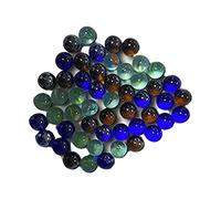 KAV - Lot de 50 billes colorées en verre pour enfants assorties dans un sac en filet